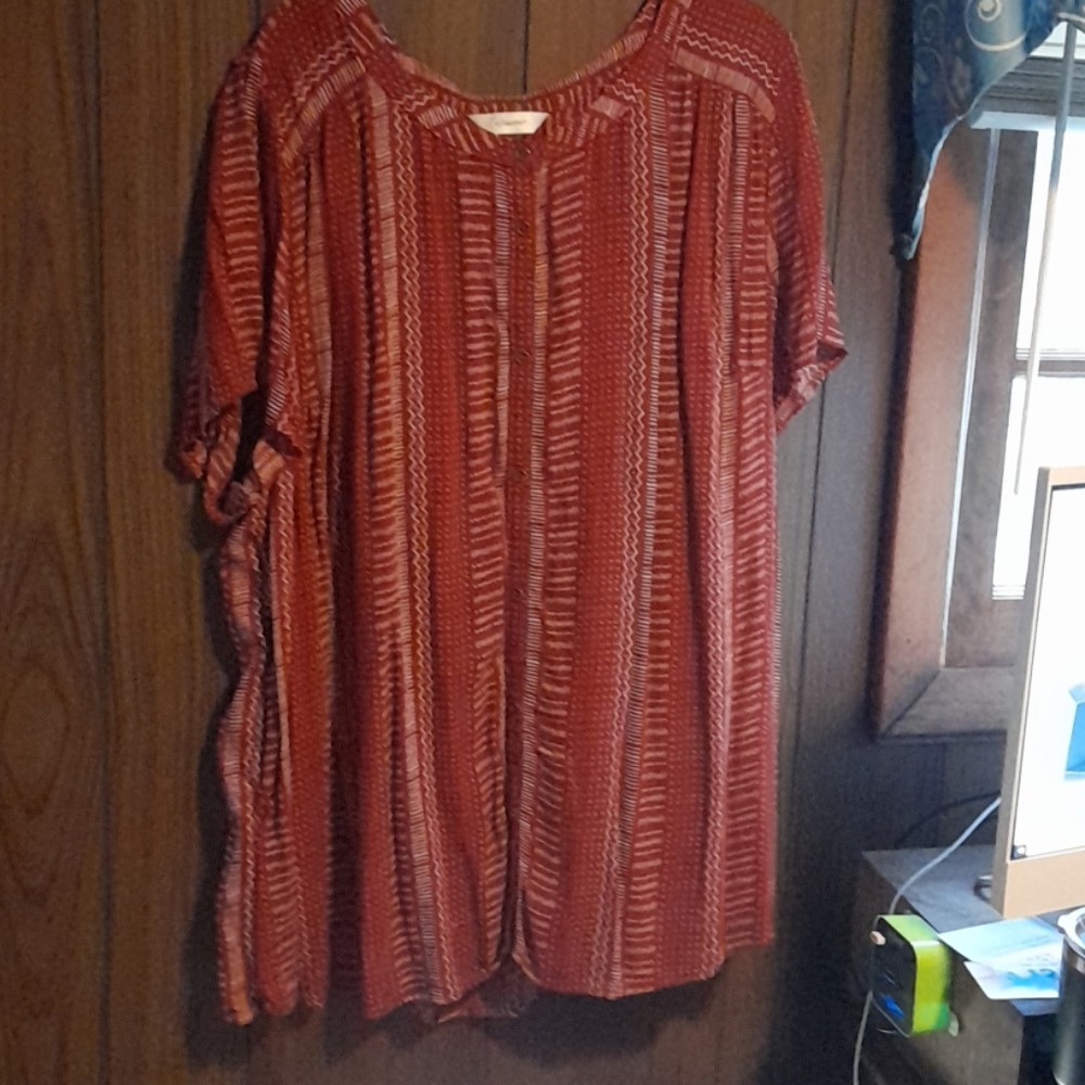 CJ Banks Button Down Short Sleeves Tunic Top
